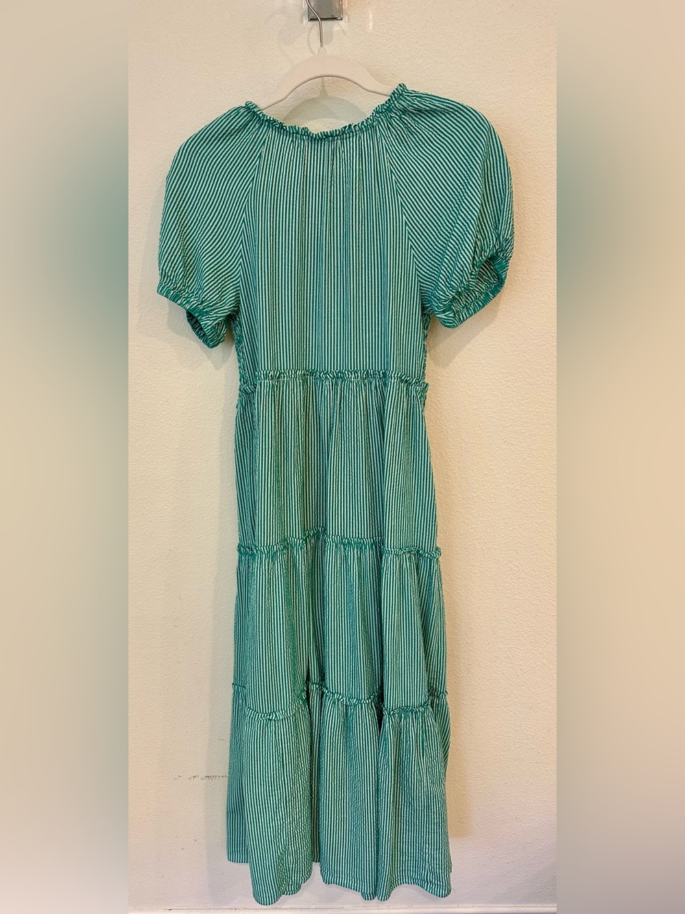 Sundance Green Stripe Puff-Sleeve Tiered Maxi Dress - Picture 4 of 5